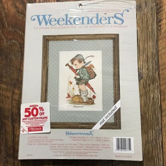 Weekenders Hummel Looks like rain cross stitch kit mat started 5” x 7” - Picture 1 of 4